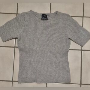 Nicole Miller New York Extra Fine Merino Wool Ribbed Knit Tee(Size XS/S)